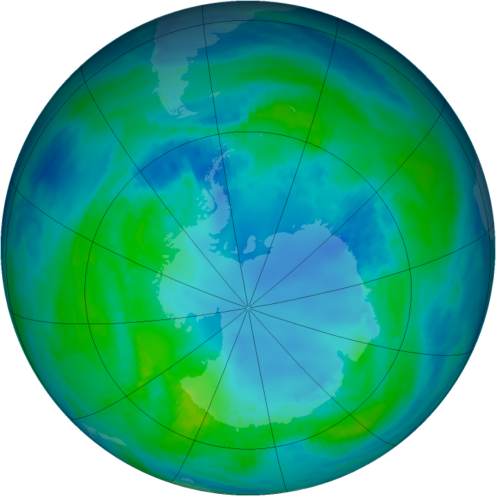 Antarctic ozone map for 27 April 1991